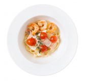 Паста с креветками лососем