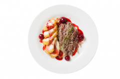 Котлета мясная с соусом деми глас